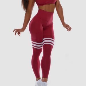 RARE NWOT Bombshell Sportswear Thigh High leggings in Burgundy
